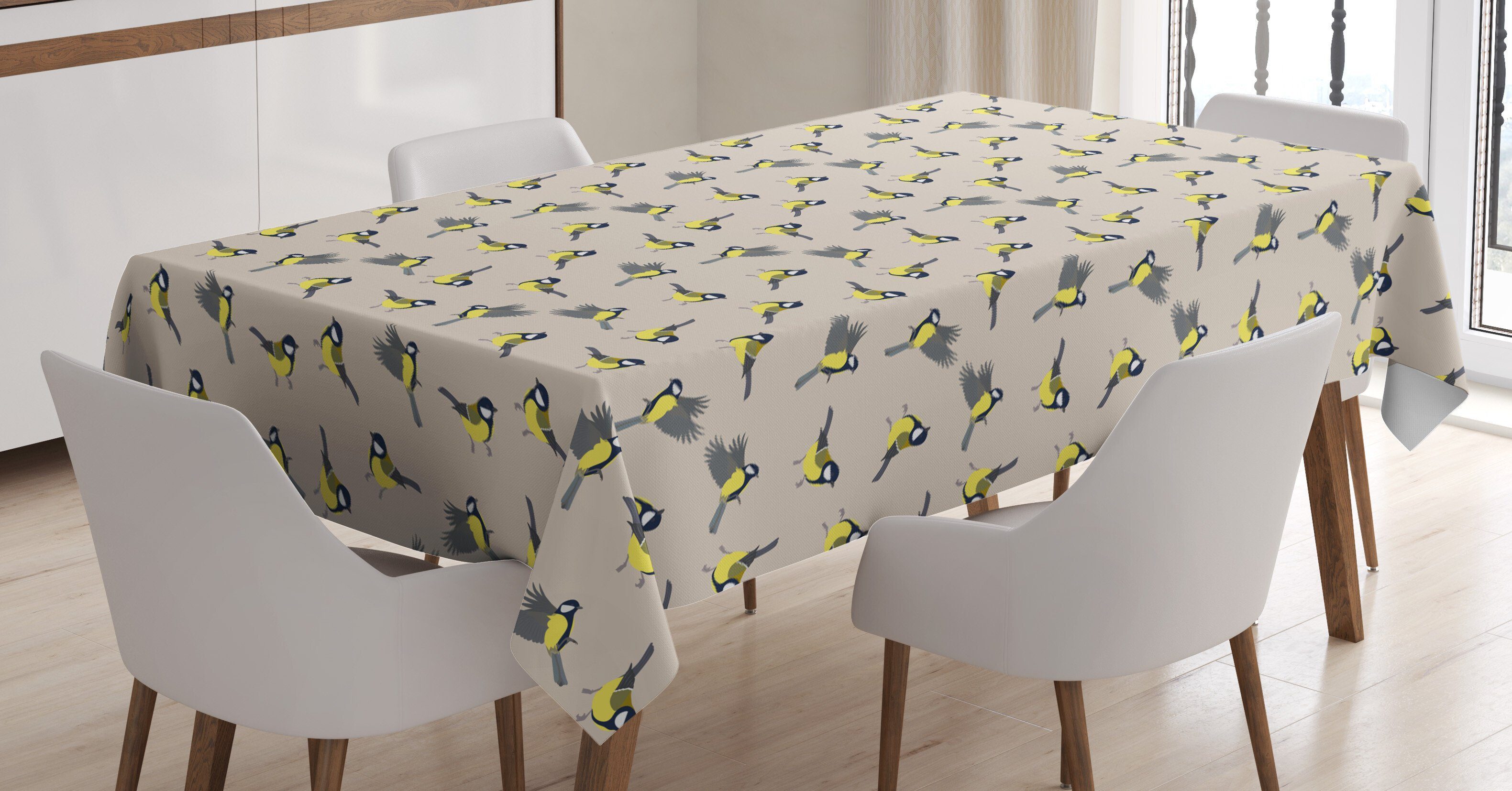 Abakuhaus Tischdecke Farbfest Waschbar Für geeignet Bereich Außen Avian Vogel Klare Tiere Kunst Farben, Gelber den