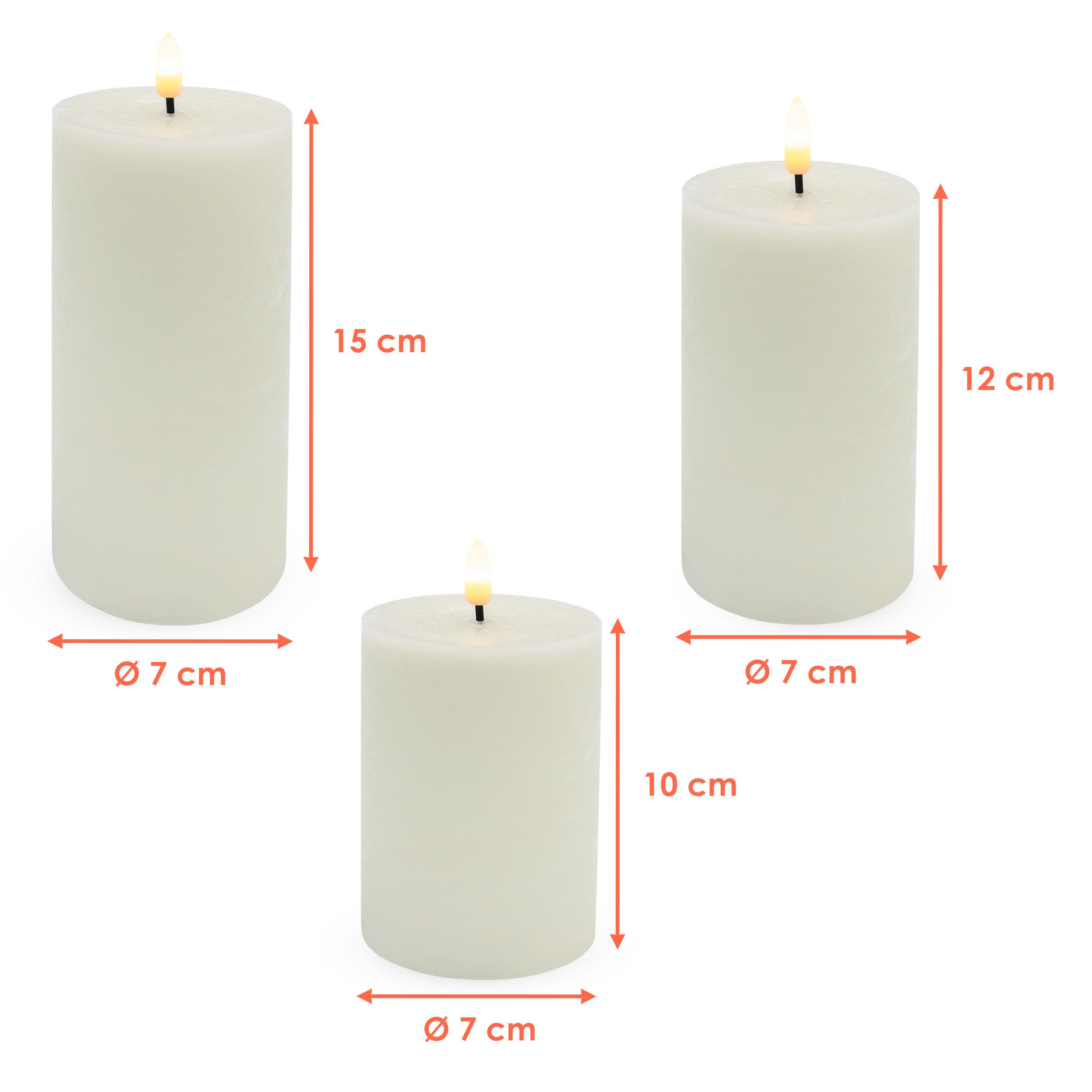 Spetebo LED-Kerze Echtwachs 3er Set mit Timer und Flacker Effekt (Set, 1-tlg., 1), mit Flacker Effekt