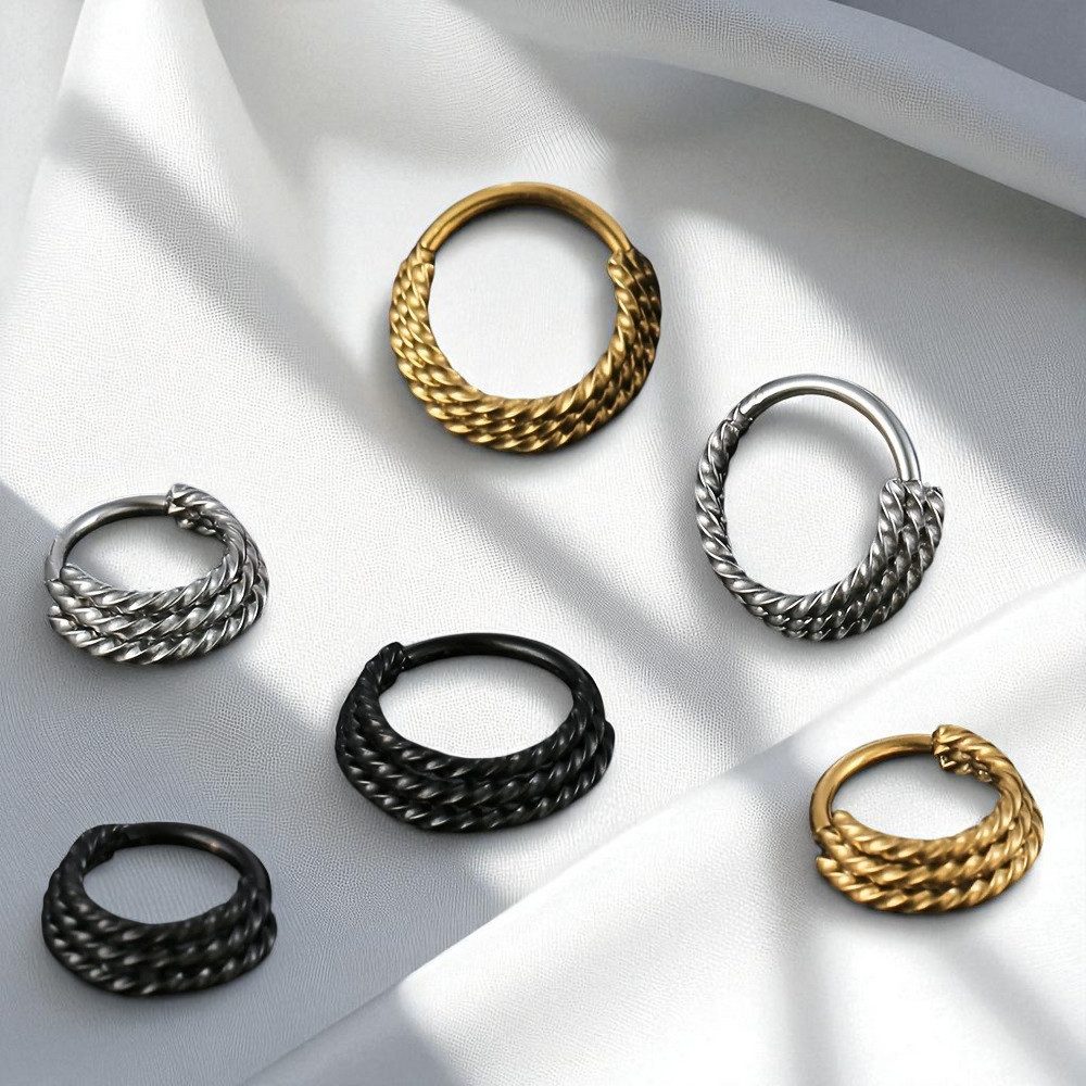 Taffstyle Nasenpiercing Septum Piercing Clicker Ohr Daith Helix Ring Scharnier Verdrehtes Seil (Nasenpiercing Nasenring Nase Ohrpiercing Cartilage Ohr Tragus Daith Helix Orbital Rook Piercing Ring Lippenpiercing)
