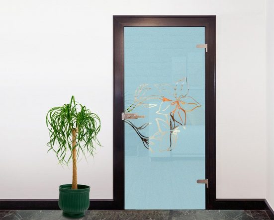 Bilderdepot24 DecoPanel, Glasdekor Tattoo Türfolie Blüten I 90 x