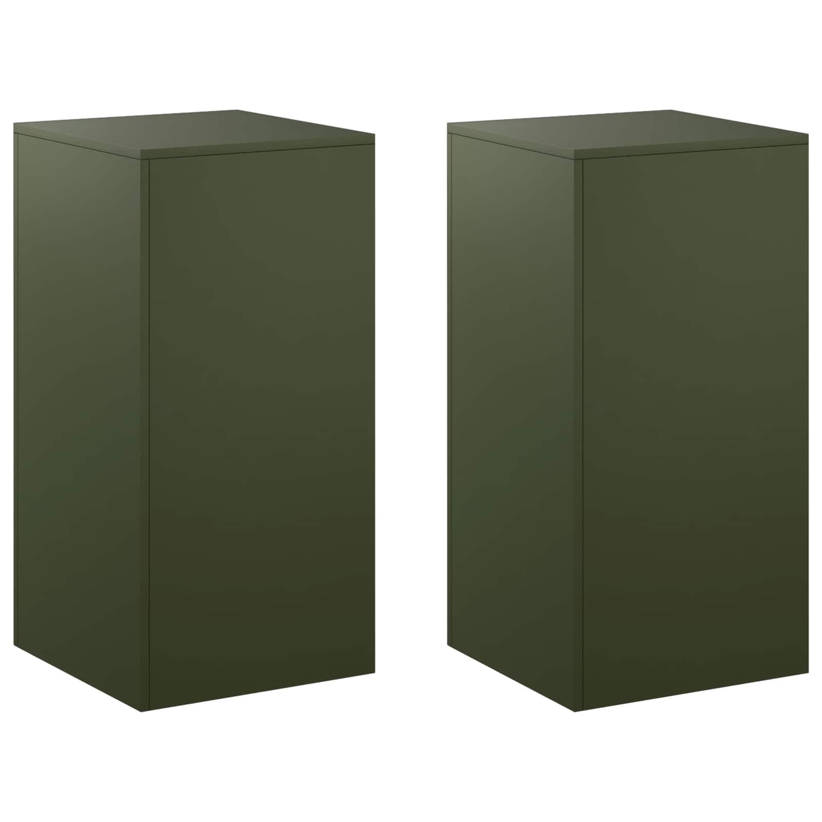 vidaXL Blumenständer Pflanzenständer 2 pcs Olivgrün 40 x 40 x 80 cm Stahl (2 St)