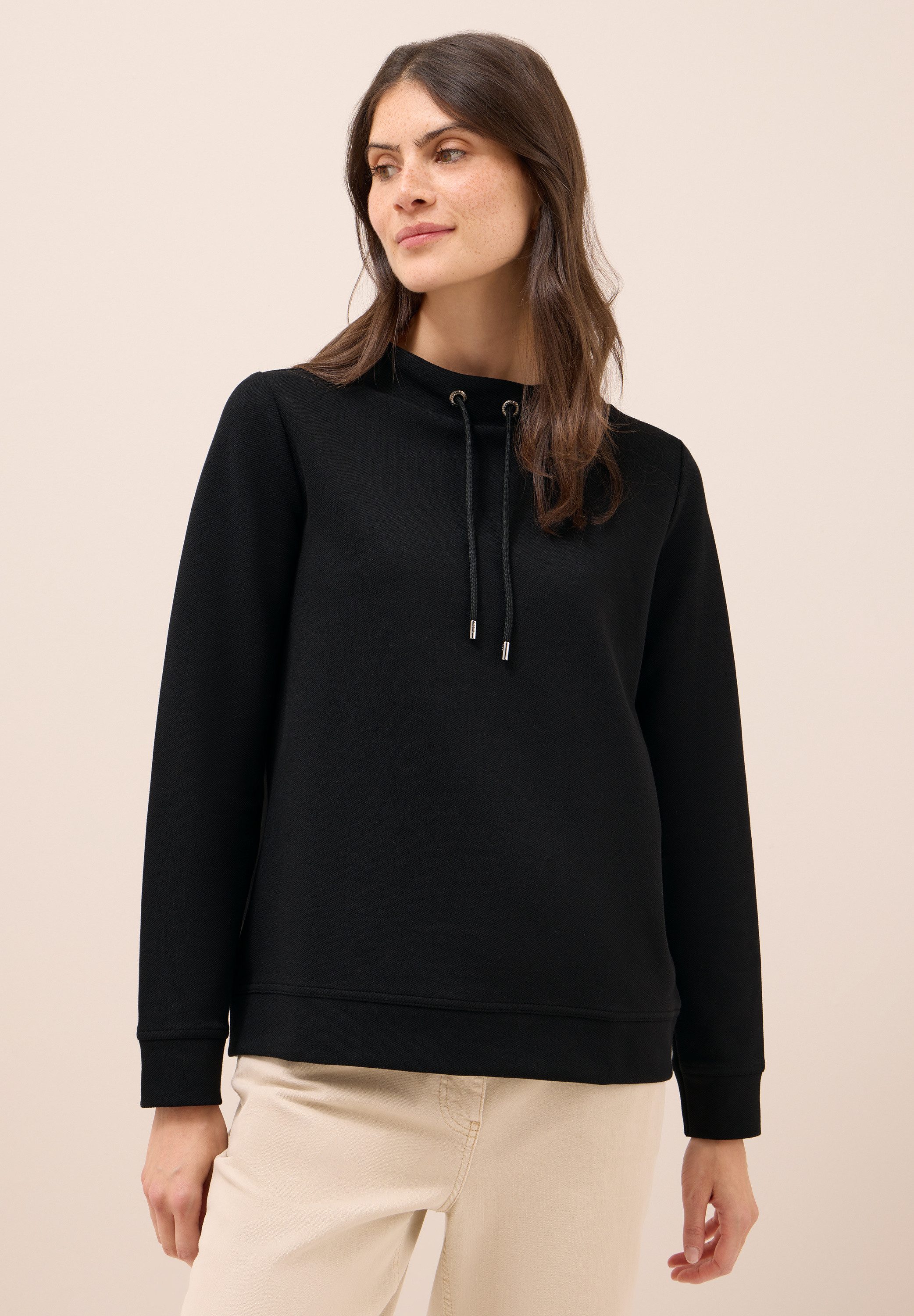 CECIL Sweatshirt mit Tunnelzugband am Kragen