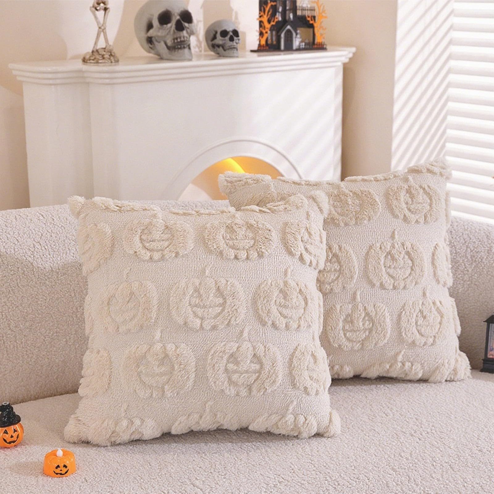Coonoor Kissenbezug Halloween Kissenbezüge – Weiche Plüsch Kürbis Kissenhül günstig online kaufen