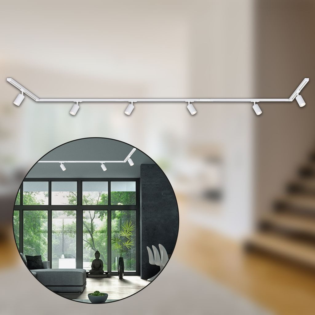 Briloner Leuchten LED Deckenleuchte 8012066B, LED wechselbar, 2700K - Extra-Warmweiß, Schienensystem Rail 4,5 m Weiß max. 9W Decke Wohnzimmer Büro Küche