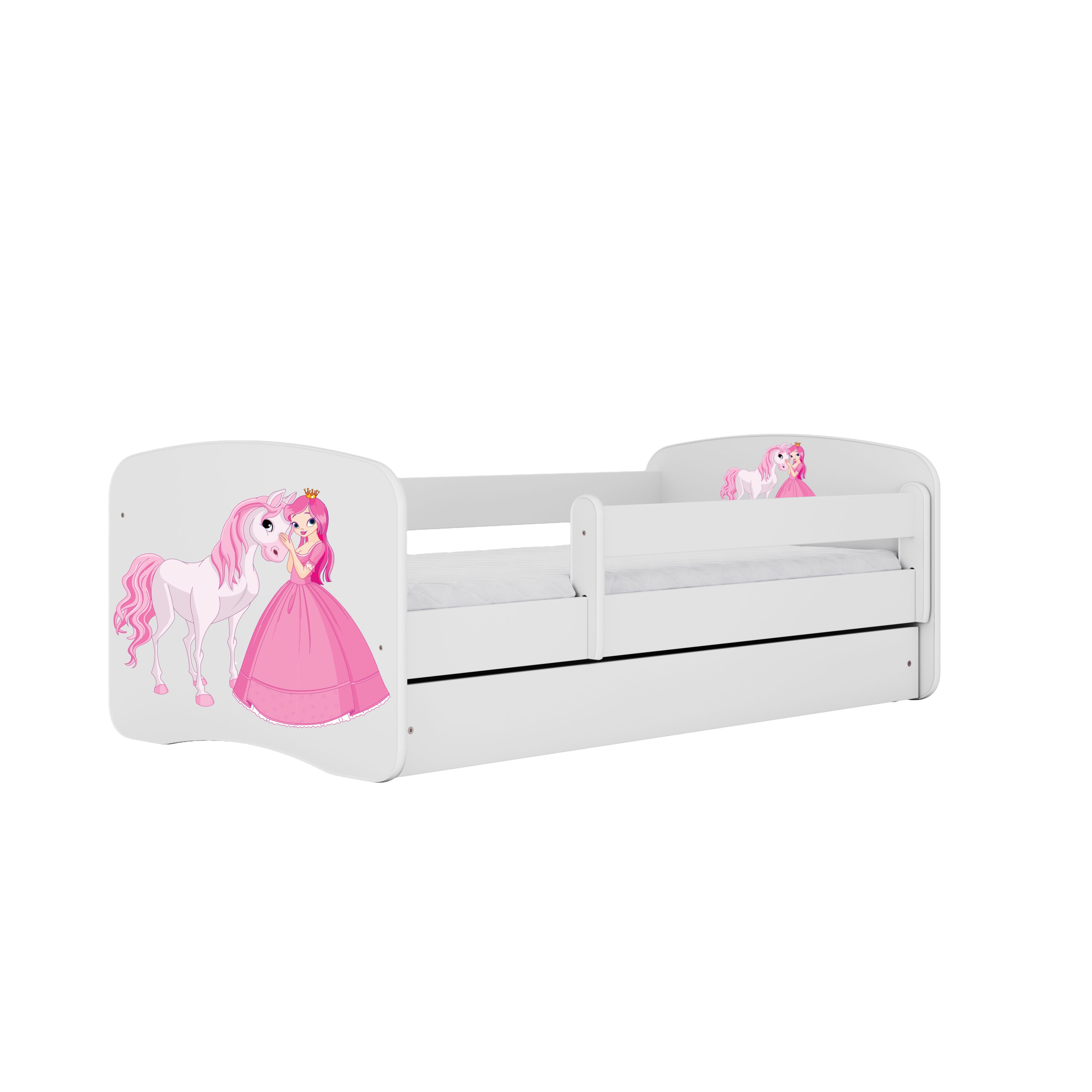 Raumhirsch Furniture Kinderbett 70x140, 80x160, 80x180 cm - Komplettset mit Matratze & Schublade (Bett für Mädchen, Einzelbett Kinder 2–12, mit Rausfallschutz & Lattenrost), verschiedene Farben & Designs