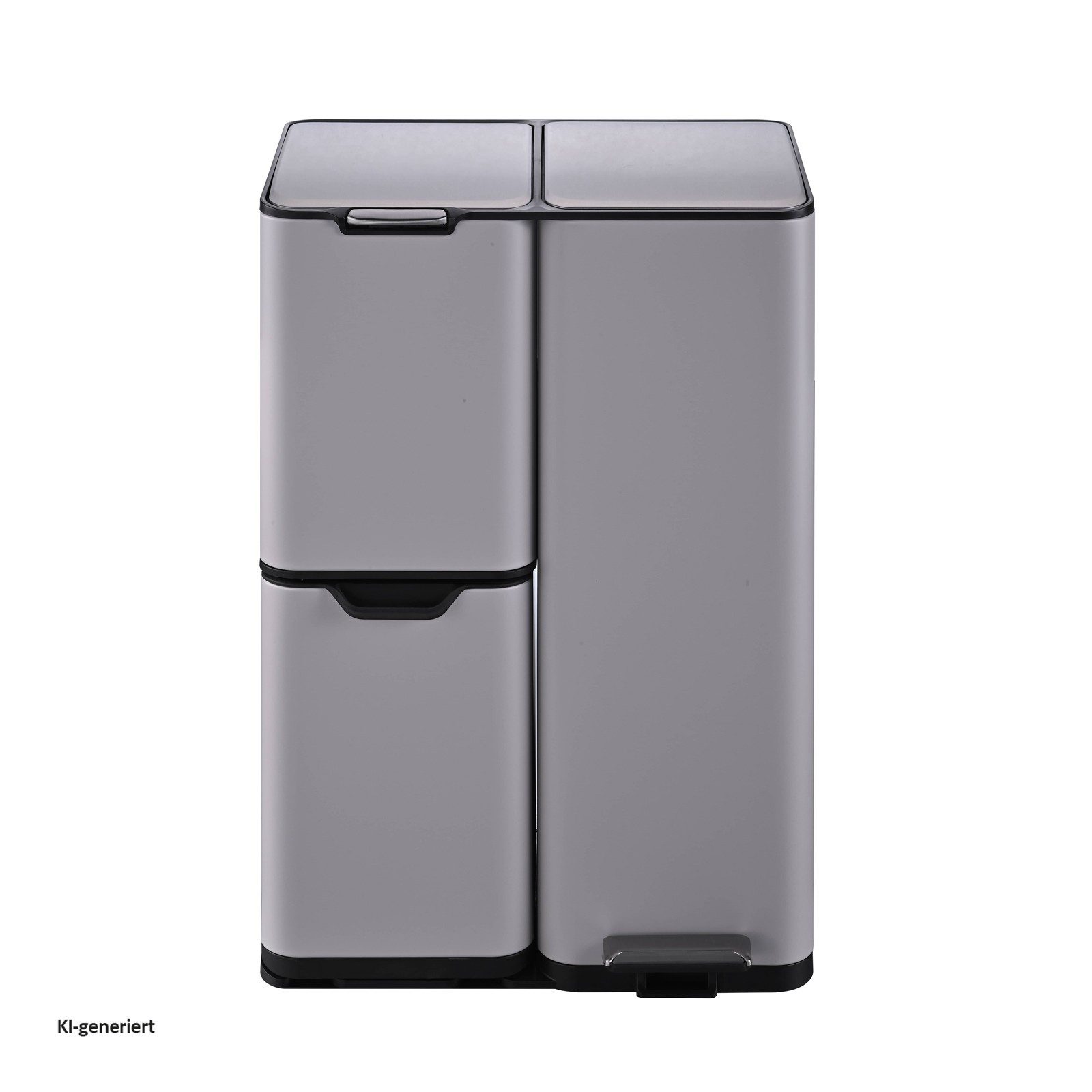 HTI-Living Mülleimer Edelstahl mit 3 Behältern Grau, 3 in 1