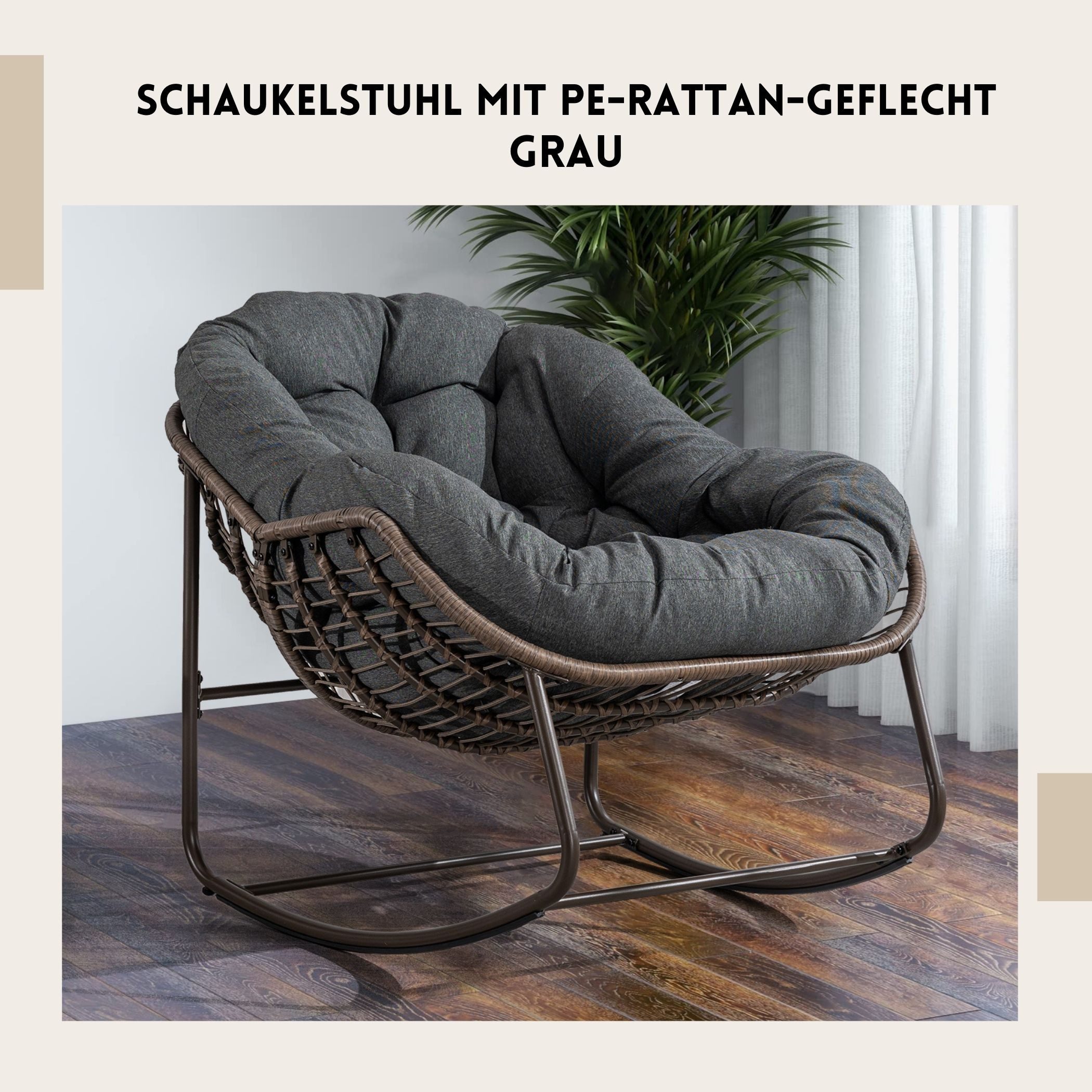 SeedWave Schaukelstuhl Übergroß mit PE-Rattan-Geflecht, 15 günstig online kaufen