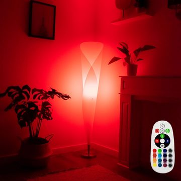 Globo LED Stehlampe, Leuchtmittel inklusive, Warmweiß, Farbwechsel, Elegante Steh Fluter Lampe Dimmer Fernbedienung nickel matt im Set
