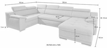 sit&more Wohnlandschaft Andiamo U-Form, mit Kopfteilverstellung, wahlweise mit Bettfunktion