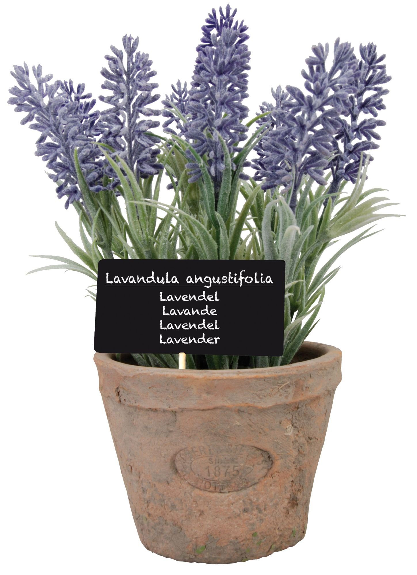 Topf, Größe L, sehr Lavendel im esschert design, Kunstpflanze, realitätsnah