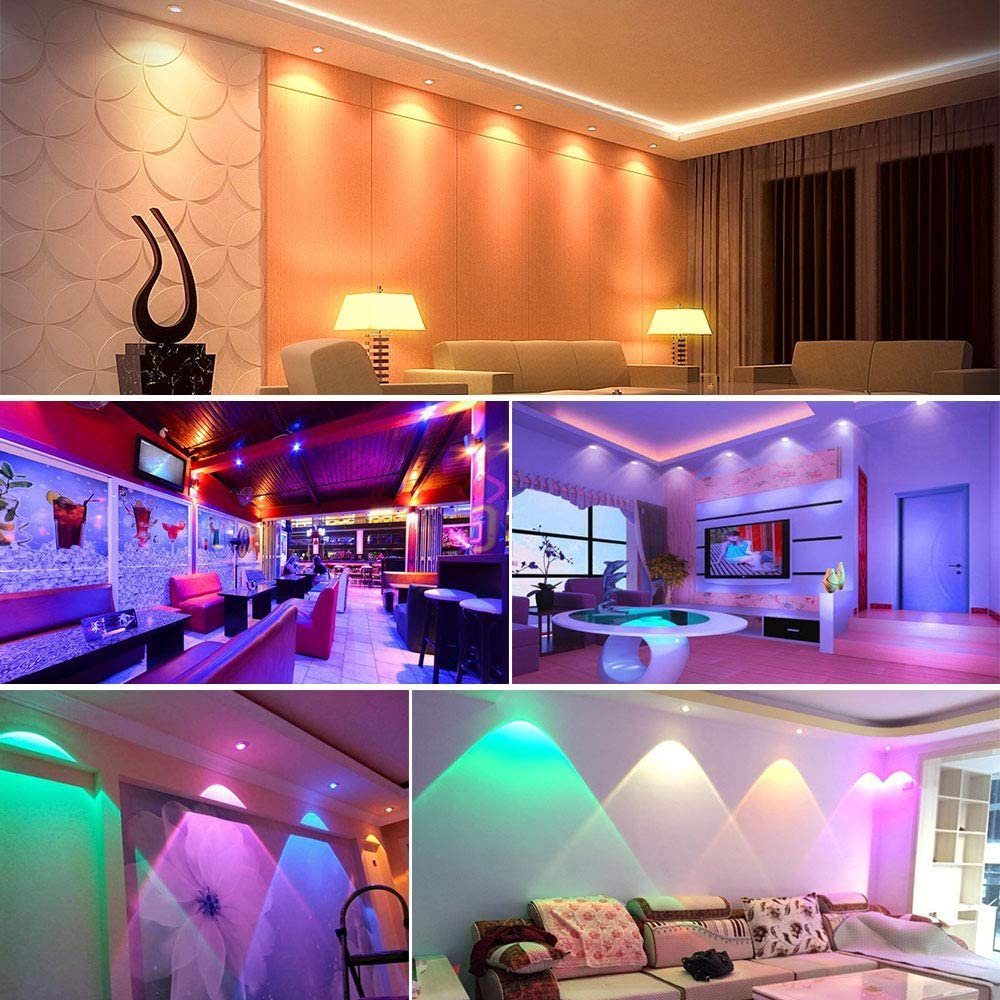 Rosnek LED Einbaustrahler 3W, Fernbedienung, Bühne, Party Farben, 16 Wohnzimmer Flure Für RGB, Indoor Deko