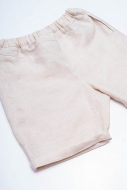 Zimt & Grün Leinenhose Ari, Leinen-Short, Kurze Hose Kinder verstellbare Knöpfe