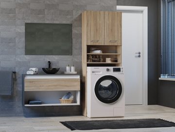 ibonto Waschmaschinenumbauschrank Badezimmerschrank Über Waschmaschine - Hochschrank mit Regalen