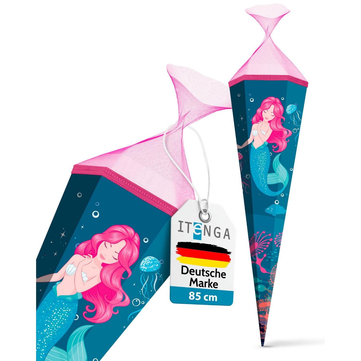 itenga Schultüte itenga Schultüte Meerjungfrau 85cm mit Tüllverschluss