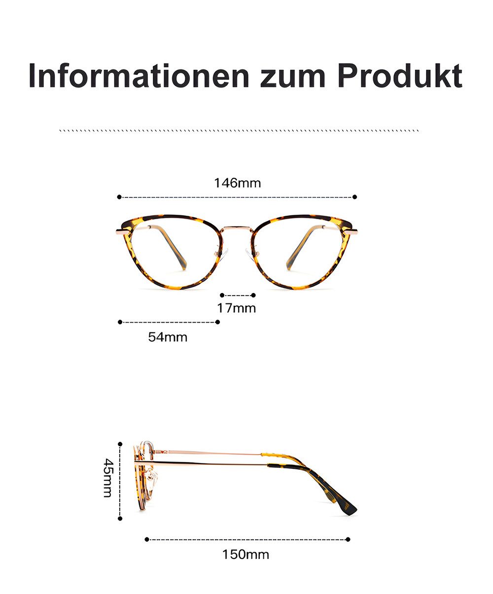 PACIEA Lesebrille Damen Cat Eye Anti Blaulicht Metall Computerbrille