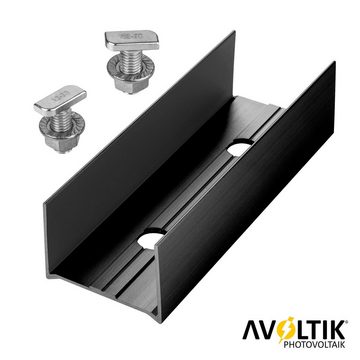 avoltik 4er Set Profilverbinder schwarz mit Schrauben Solarmodul-Halterung, (4 schwarze Profilverbinder mit 8 Schrauben, Farbe schwarz)