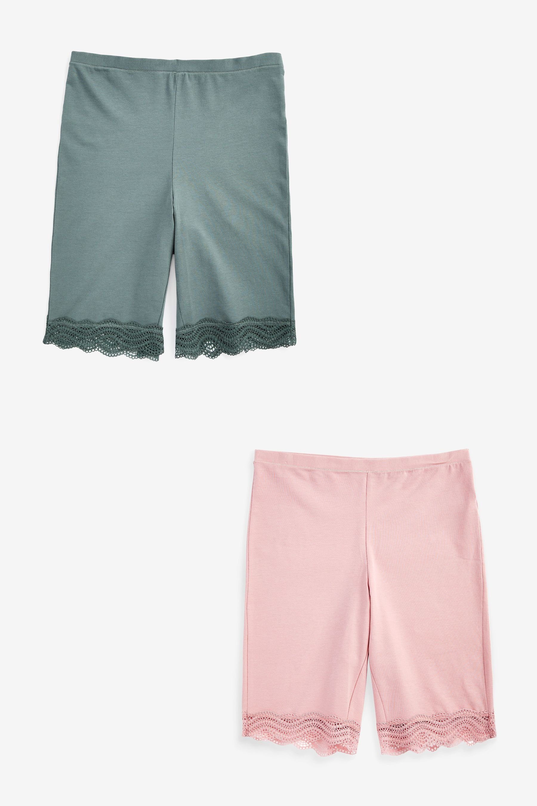 Formstring Baumwollgemisch (2-St) Anti-Scheuer-Shorts im aus Next Green/Pink