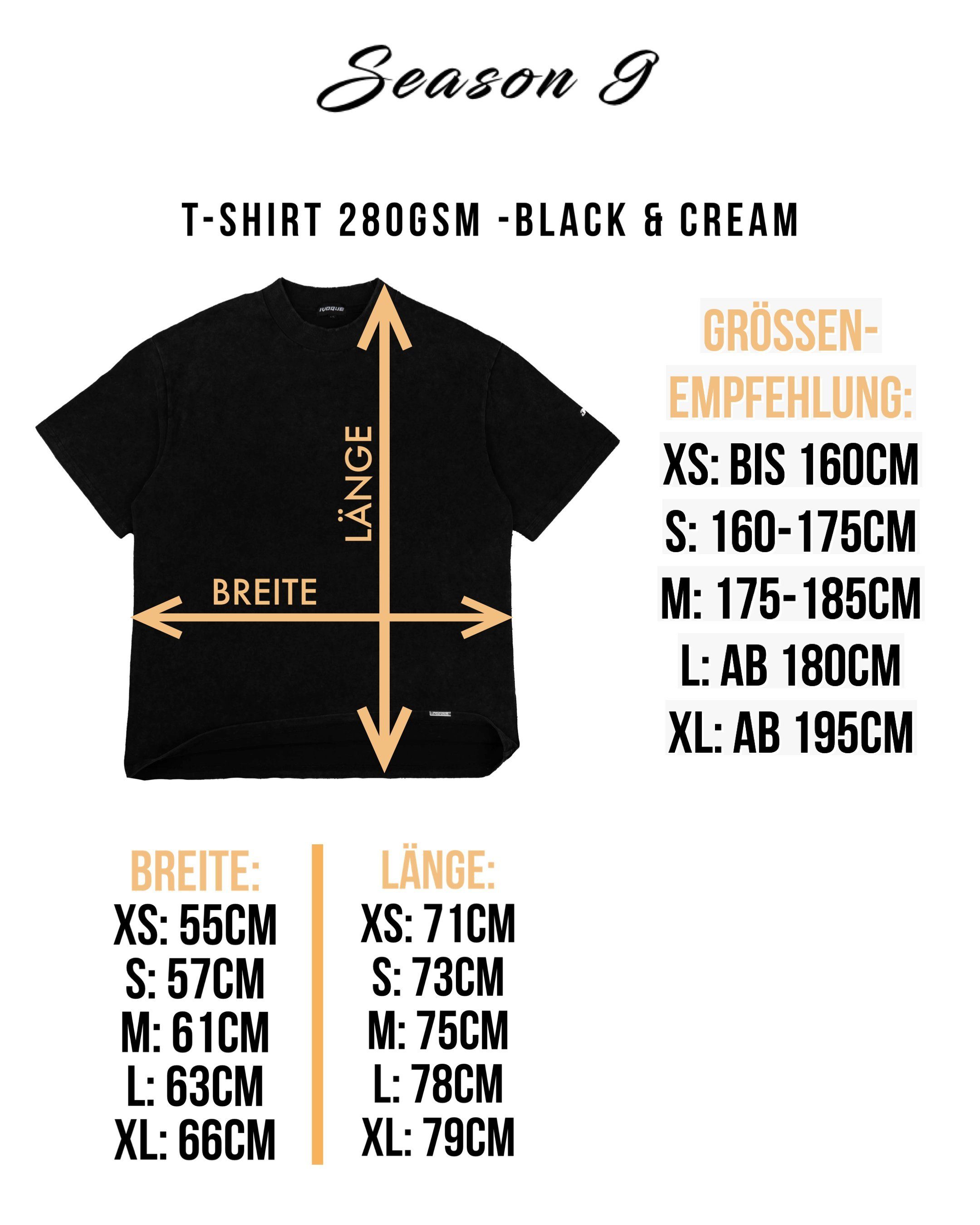 black 280gsm T-Shirt Basic T-Shirt Ivoque Baumwoll Ivoque
