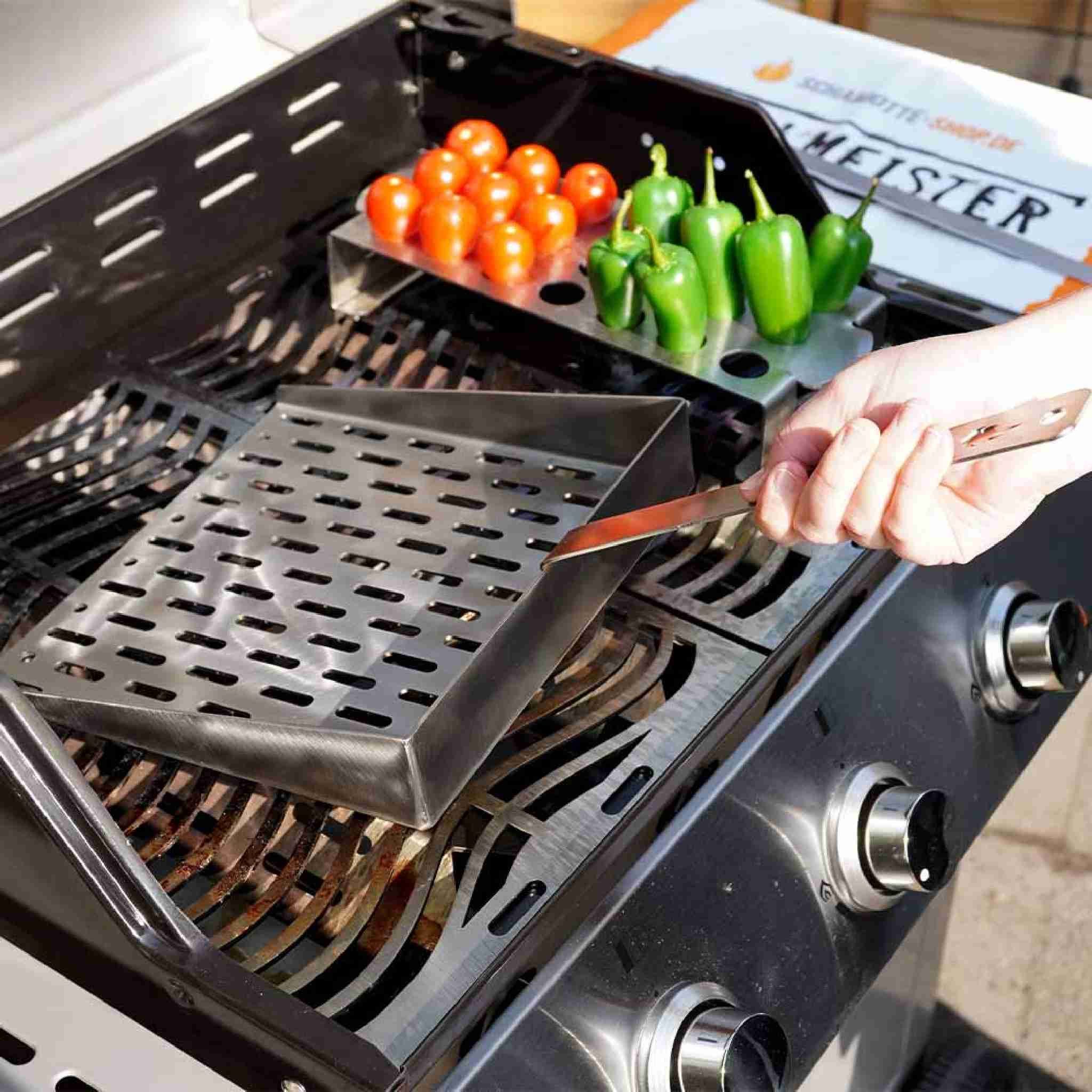 Feuerfest 123 GmbH Grillplatte Grillplatte mit Griff aus Edelstahl