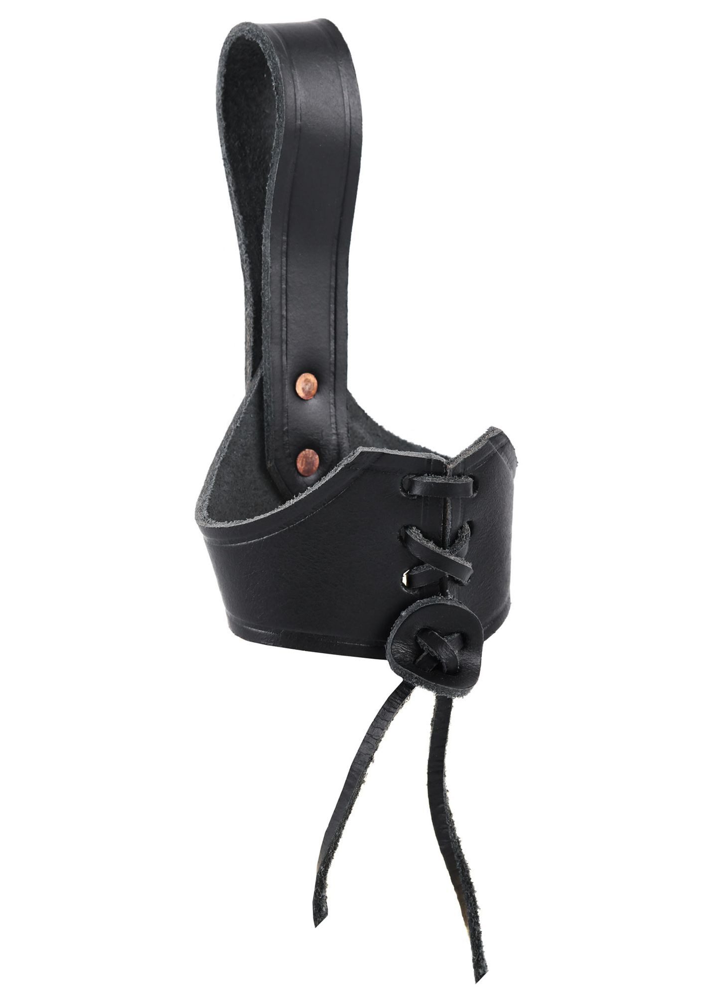 Ritter-Kostüm Gürtelhalter aus Leder für Trinkhörner ab 0,4 Liter, schwarz