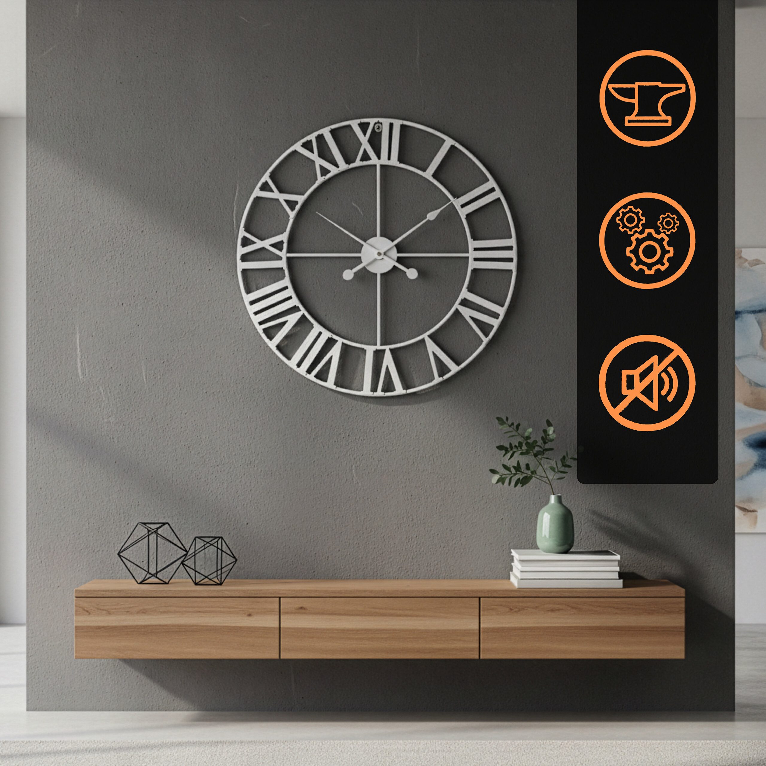 relaxdays Wanduhr mit römischen Zahle (weiß)