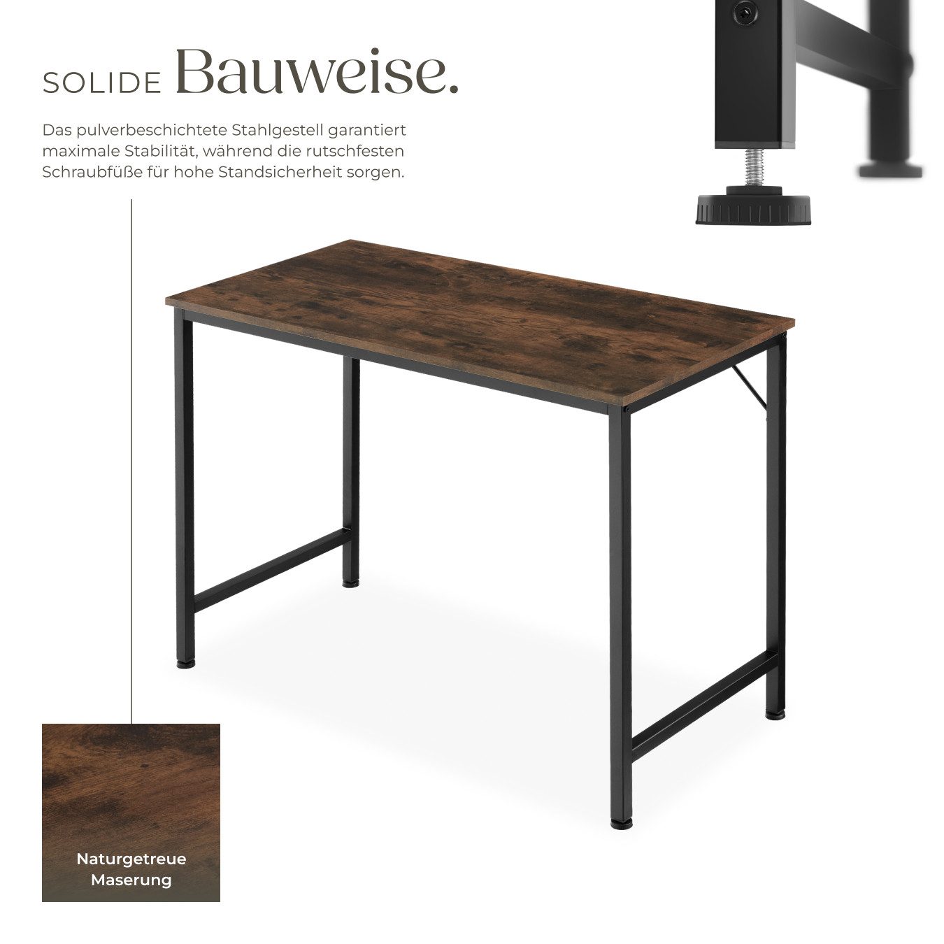 tectake Schreibtisch Jenkins (1-St., 1 tlg), Geradliniger Schreibtisch im minimalistischen Industrie-Stil