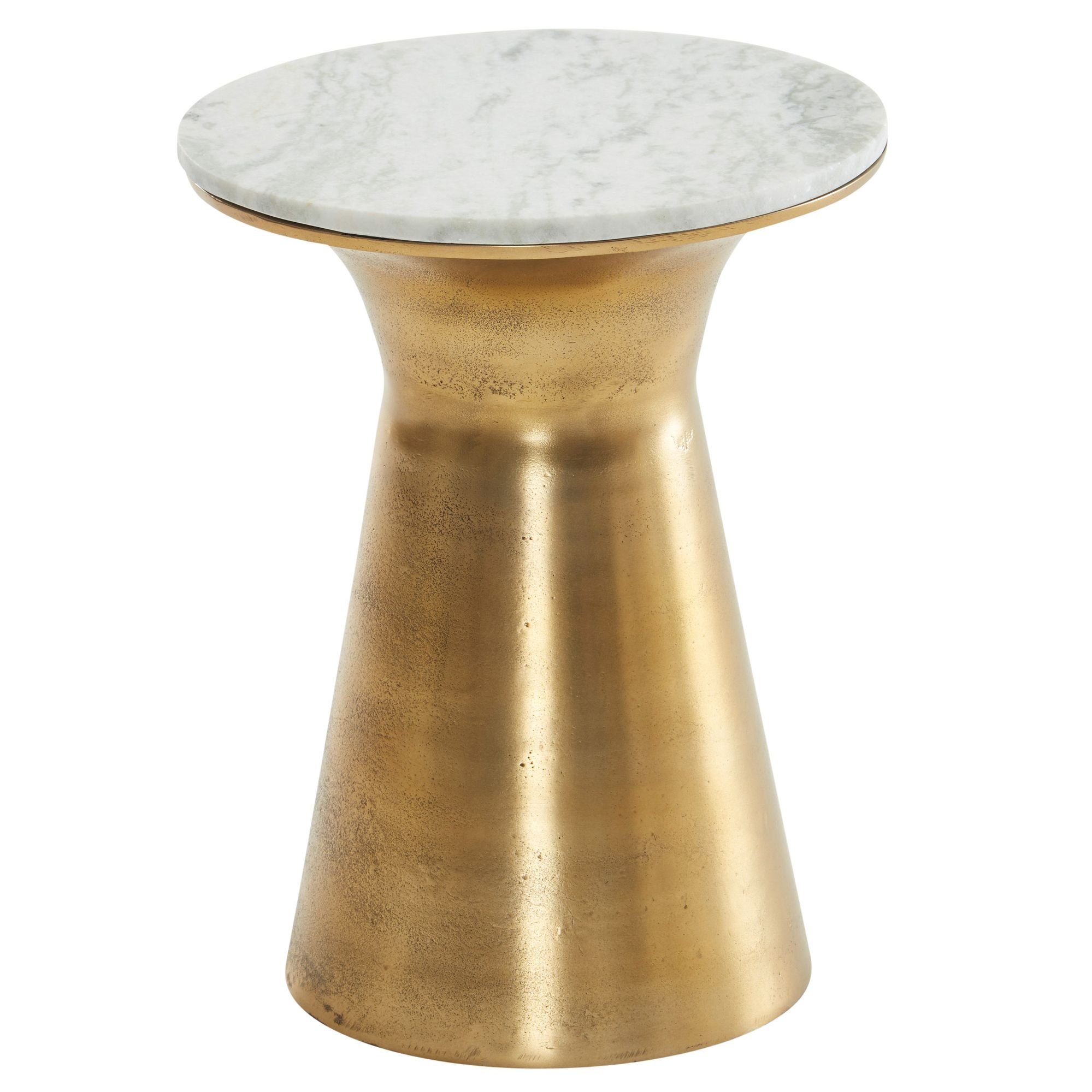 KADIMA DESIGN Beistelltisch Marmor Sofatisch, luxuriös mit goldenem Metallgestell (35x35x45 cm)