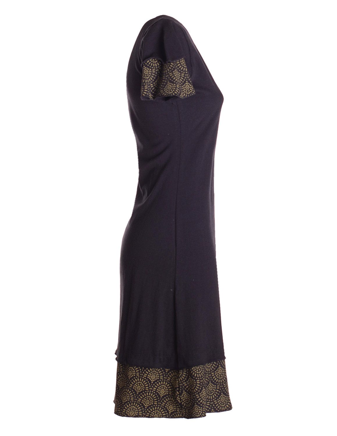 Vishes Jerseykleid Kurzarm Kleid Damen Lagendesign Bedruckt Baumwolle Jersey Alternative Mode, Boho, Hippie, Ethno, Festival