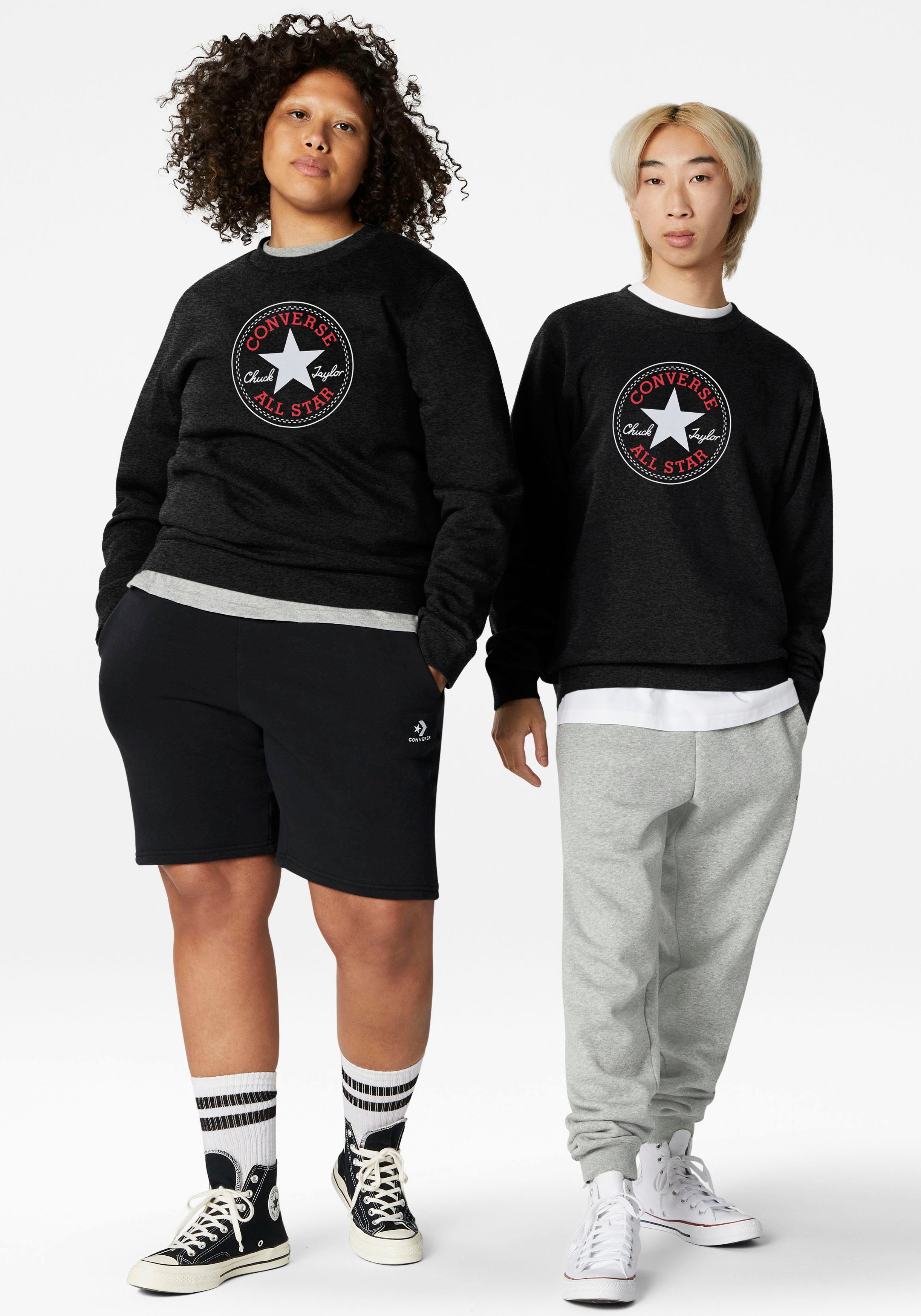 Converse Sweatshirt UNISEX ALL STAR PATCH black1 BACK BRUSHED