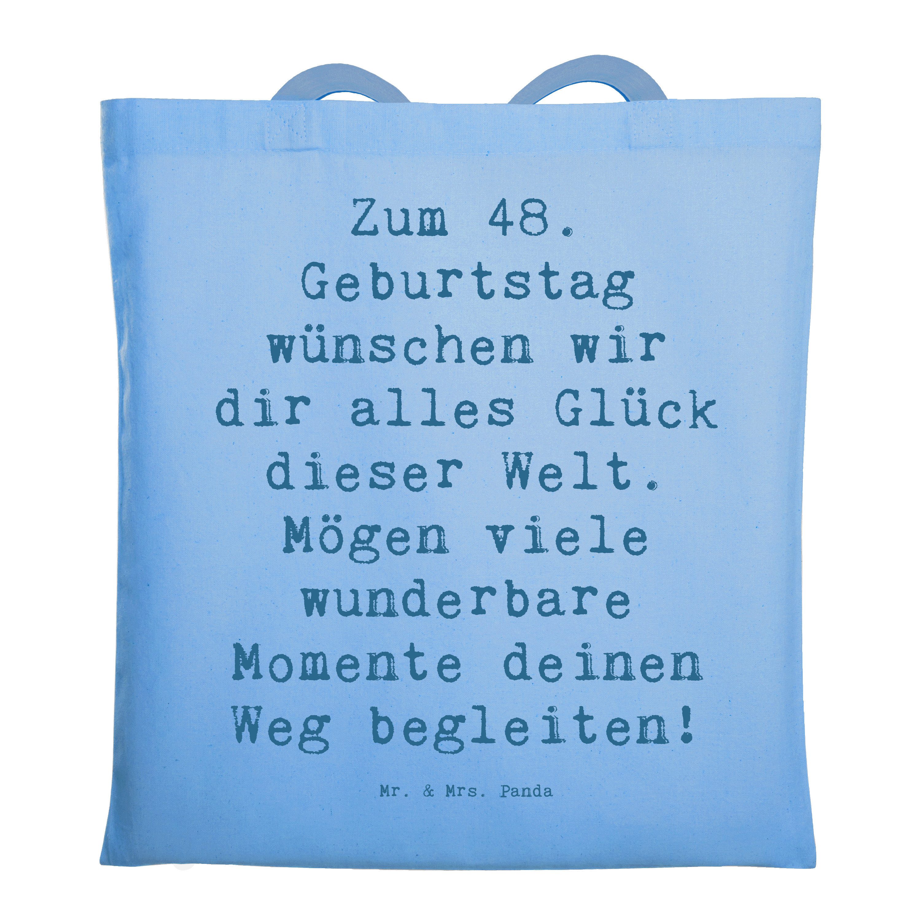 Mr. & Mrs. Panda Tragetasche Spruch 48. Geburtstag Glück - Sky Blue - Geschenk, Liebe und Wertschä (1-tlg)