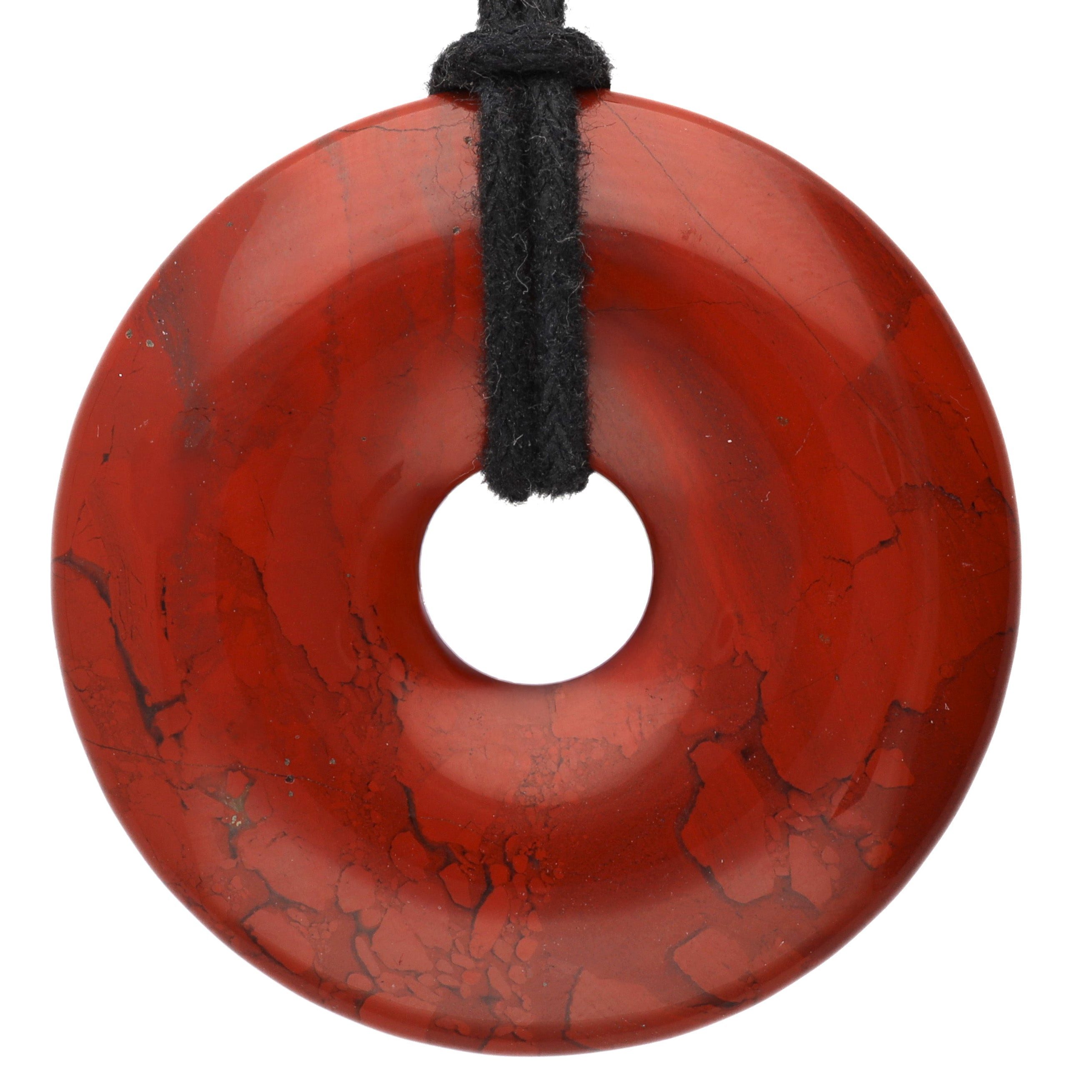 Lebensquelle Plus Runder Anhänger Jaspis, rot Donut, 40 mm Anhänger + Baumwollband