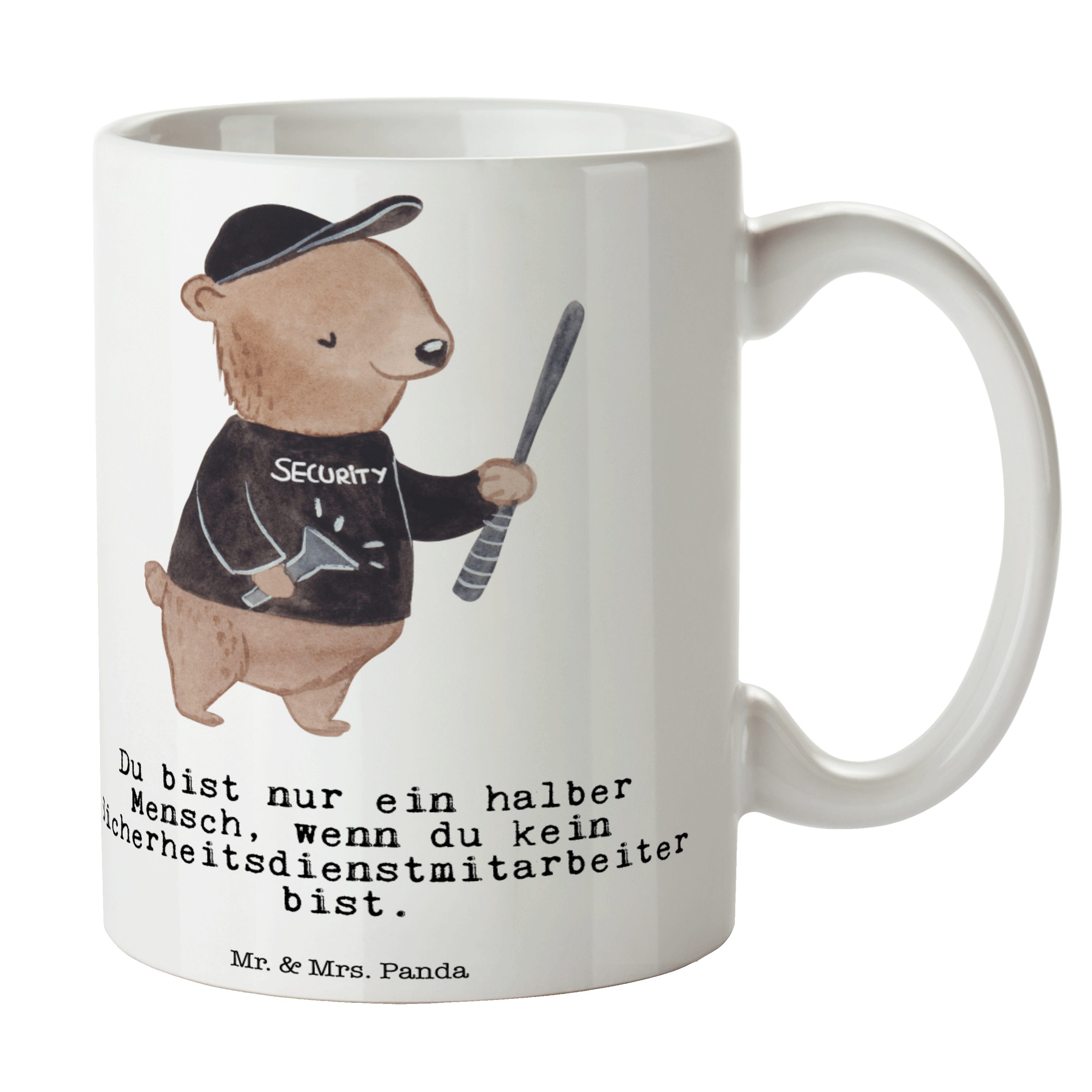 Mr. & Mrs. Panda Tasse Sicherheitsdienstmitarbeiter mit Herz - Weiß - Geschenk, Tasse Motive, Keramik