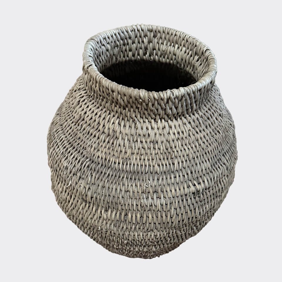 Thumbnail - African Rainbow Craft Weidenkorb (Bohero Korb Unbemalt - Krugform - (Simbabwe) - Small)