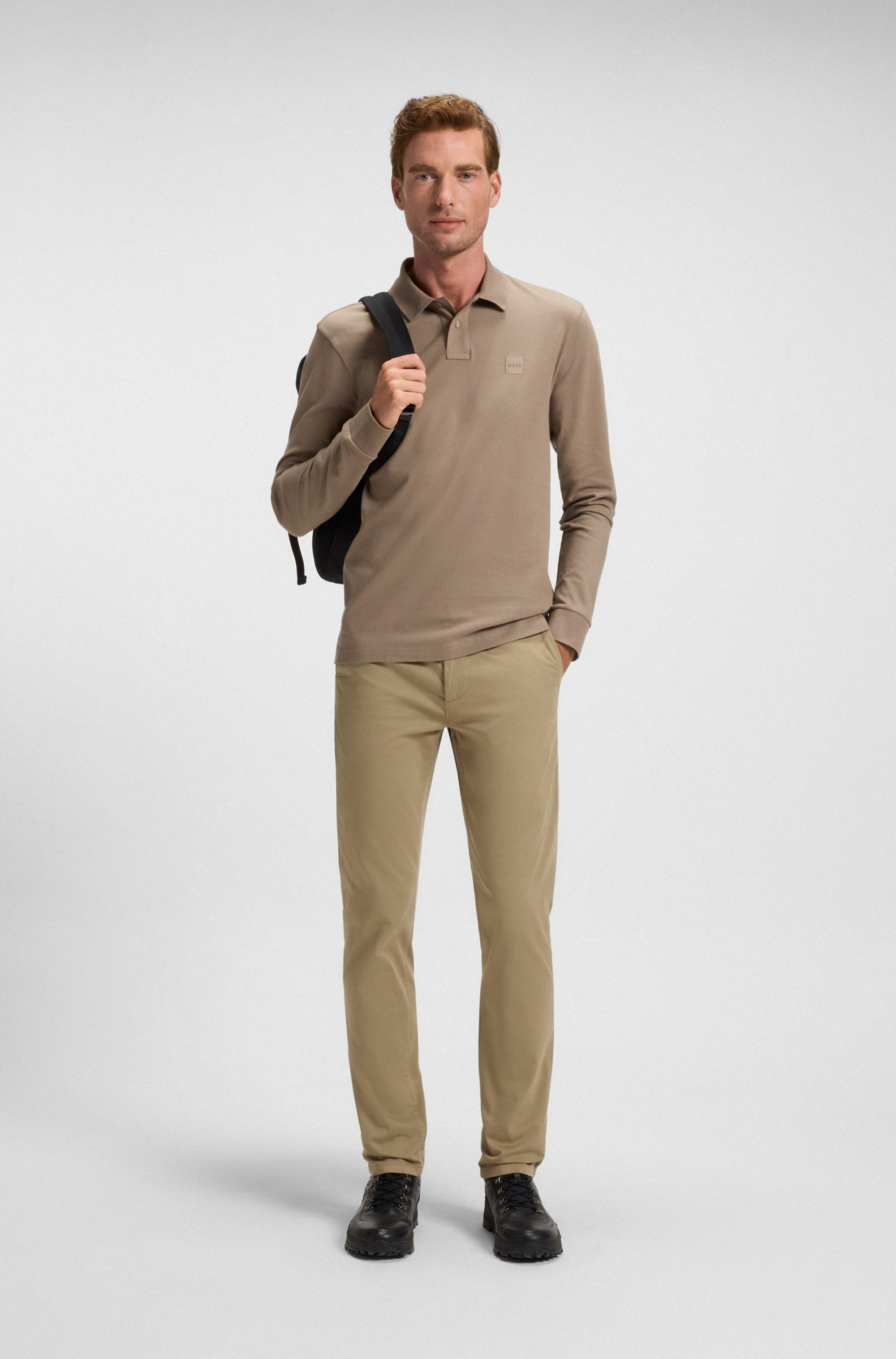 BOSS ORANGE Poloshirt Passerby Langarm Regular Fit Langarm Classic Stretch Pique Polo, pflegeleicht
