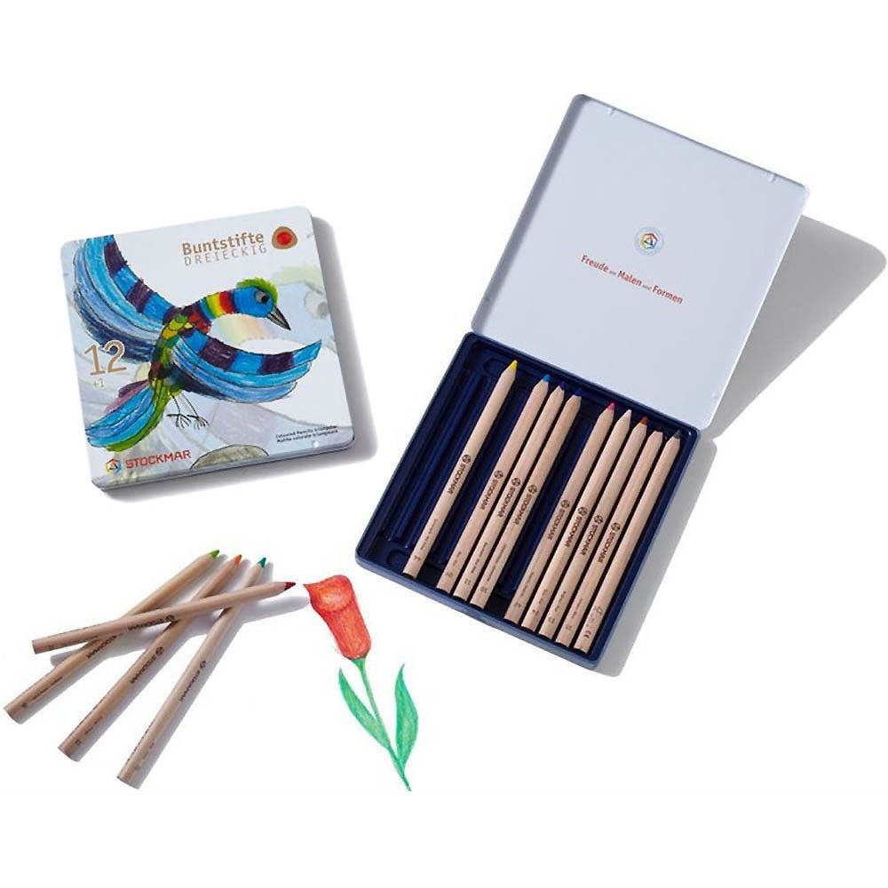 Stockmar Malstift Buntstifte in Etui - dreieckig 12+1 Farben