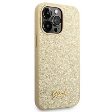 Guess Handyhülle Guess Hard Case Glitter Script Collection Apple iPhone 14 Pro Case Schutzhülle Gold