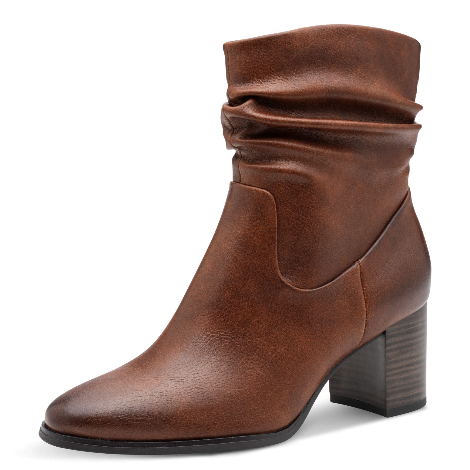 MARCO TOZZI Stiefelette, Blockabsatz, Businessschuh mit Falten im slouchy Look