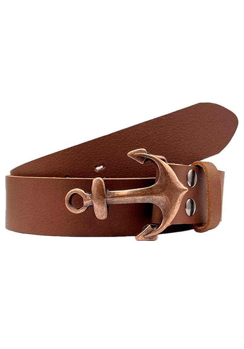 Rettungsring Gürtel Ledergürtel mit Anker-Schließe in kupferfarben