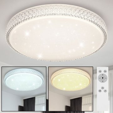 Globo LED Deckenleuchte, Leuchtmittel inklusive, Kaltweiß, Warmweiß, Neutralweiß, Tageslichtweiß, LED Design CCT Decken Lampe Wohn Zimmer Leuchte Fernbedienung Kristall