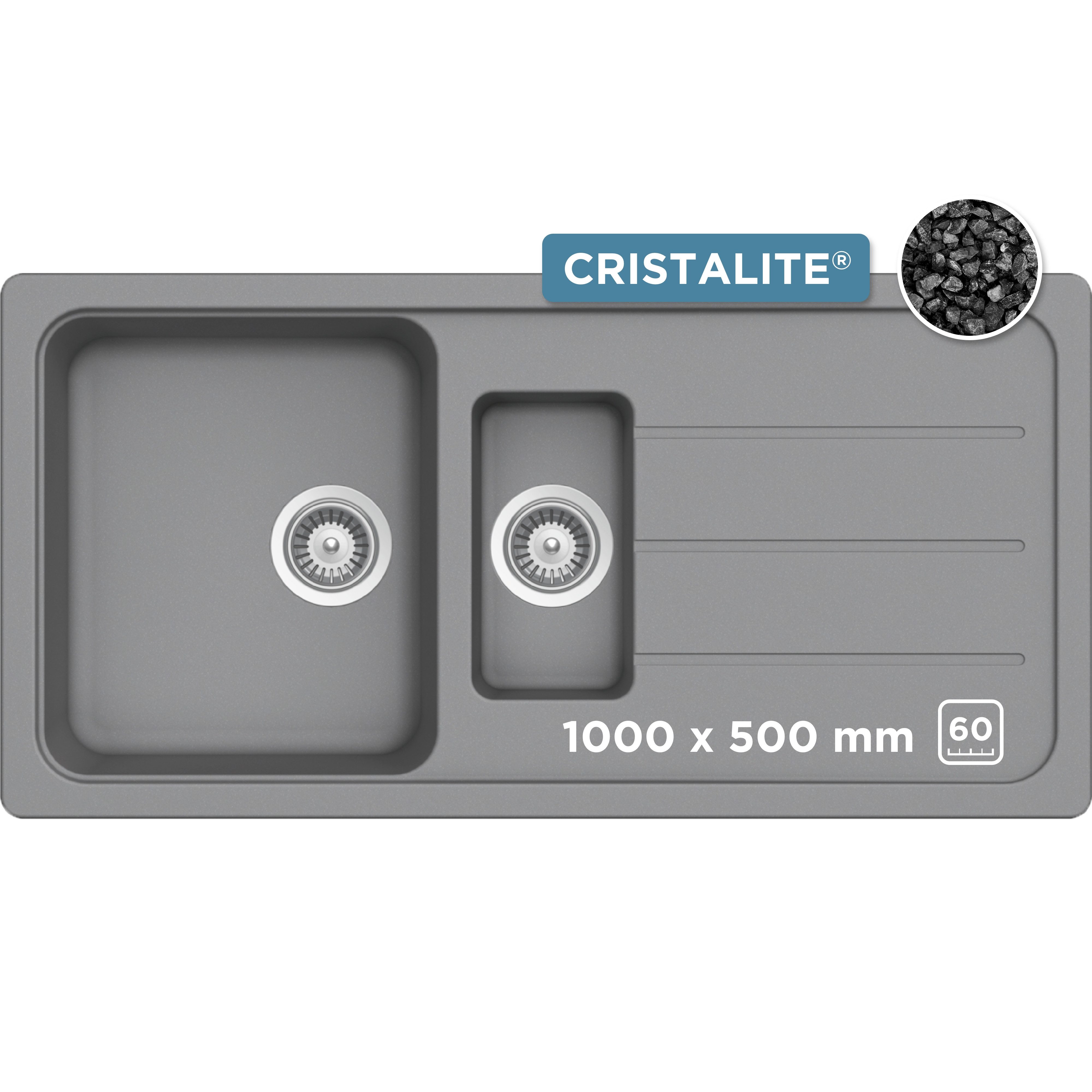 Schock Granitspüle Formhaus, rechteckig, 100/50 cm, mit Restebecken