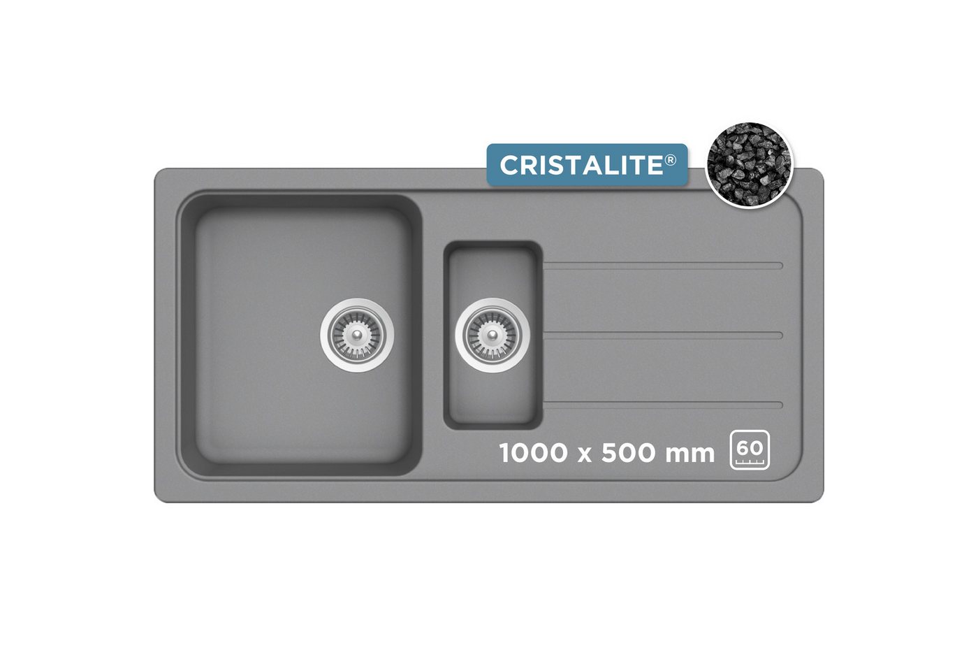 Schock Granitspüle Formhaus, rechteckig, 100/50 cm, mit Restebecken