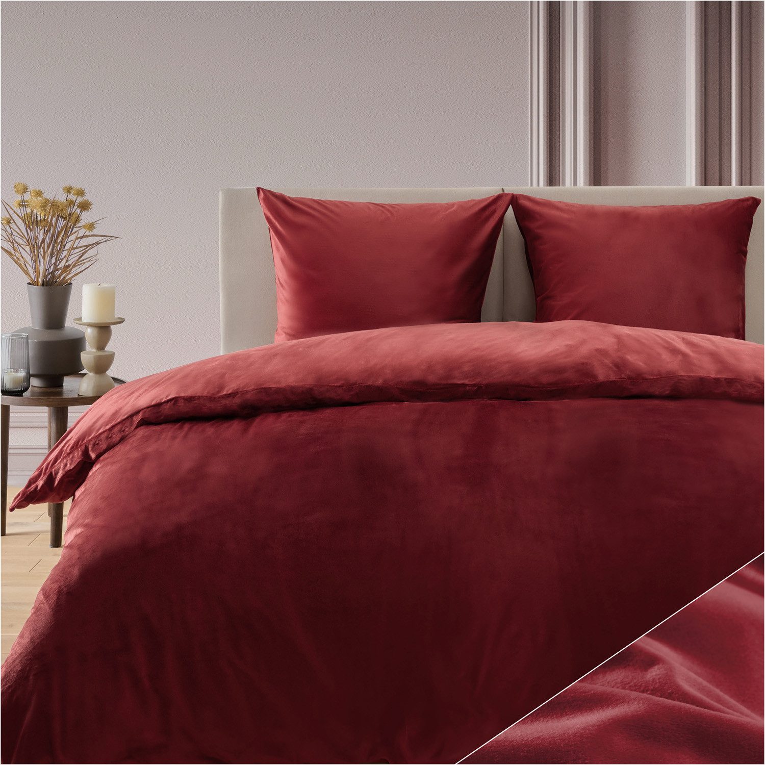 Blumtal Bettwäsche Cashmere-Touch Plüsch, warme Winterbettwäsche + Kopfkissenbezug