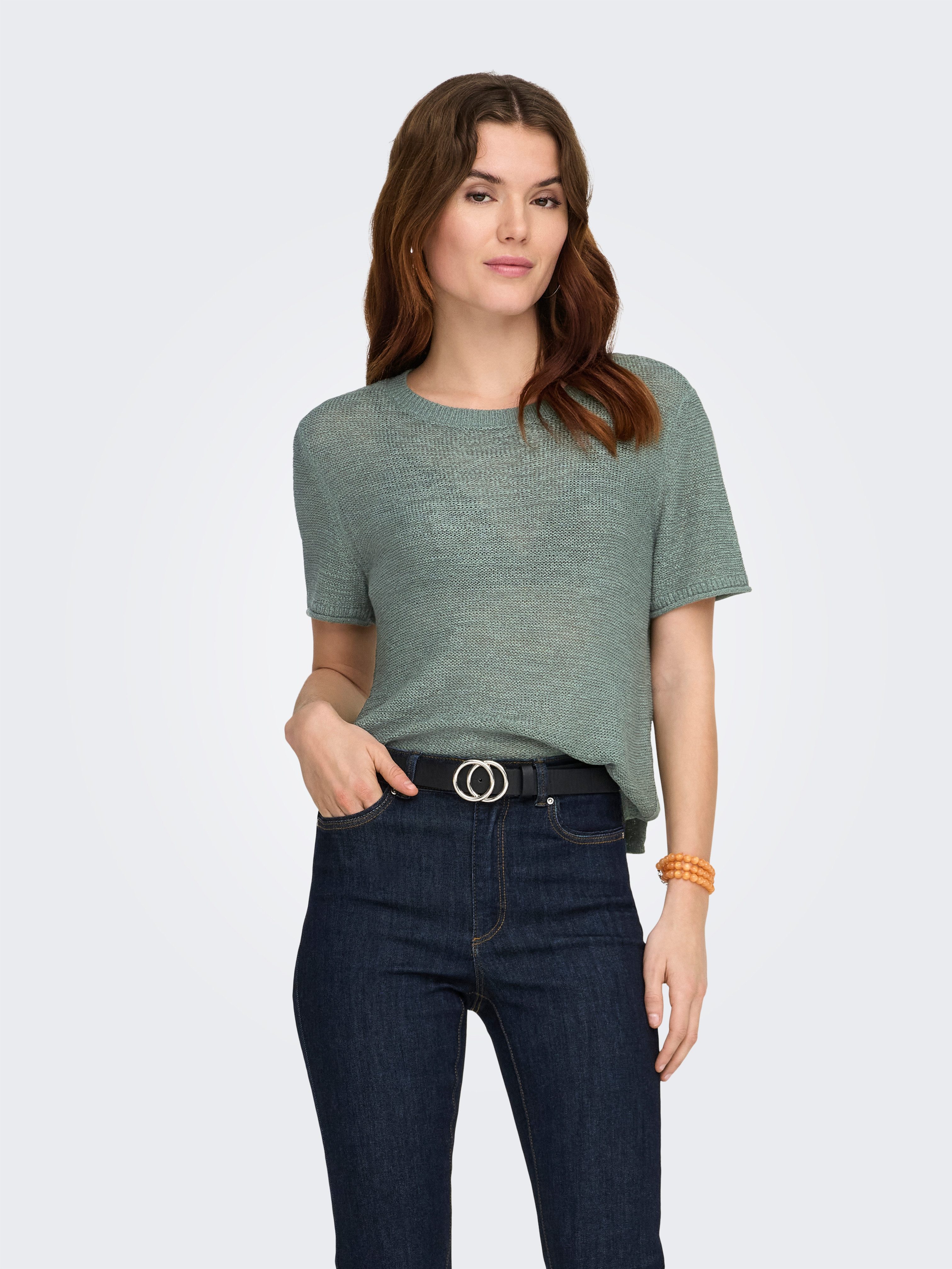 ONLY Kurzarmpullover ONLSUNNY S/S PULLOVER NOOS KNT Kunstfaser, regular fit