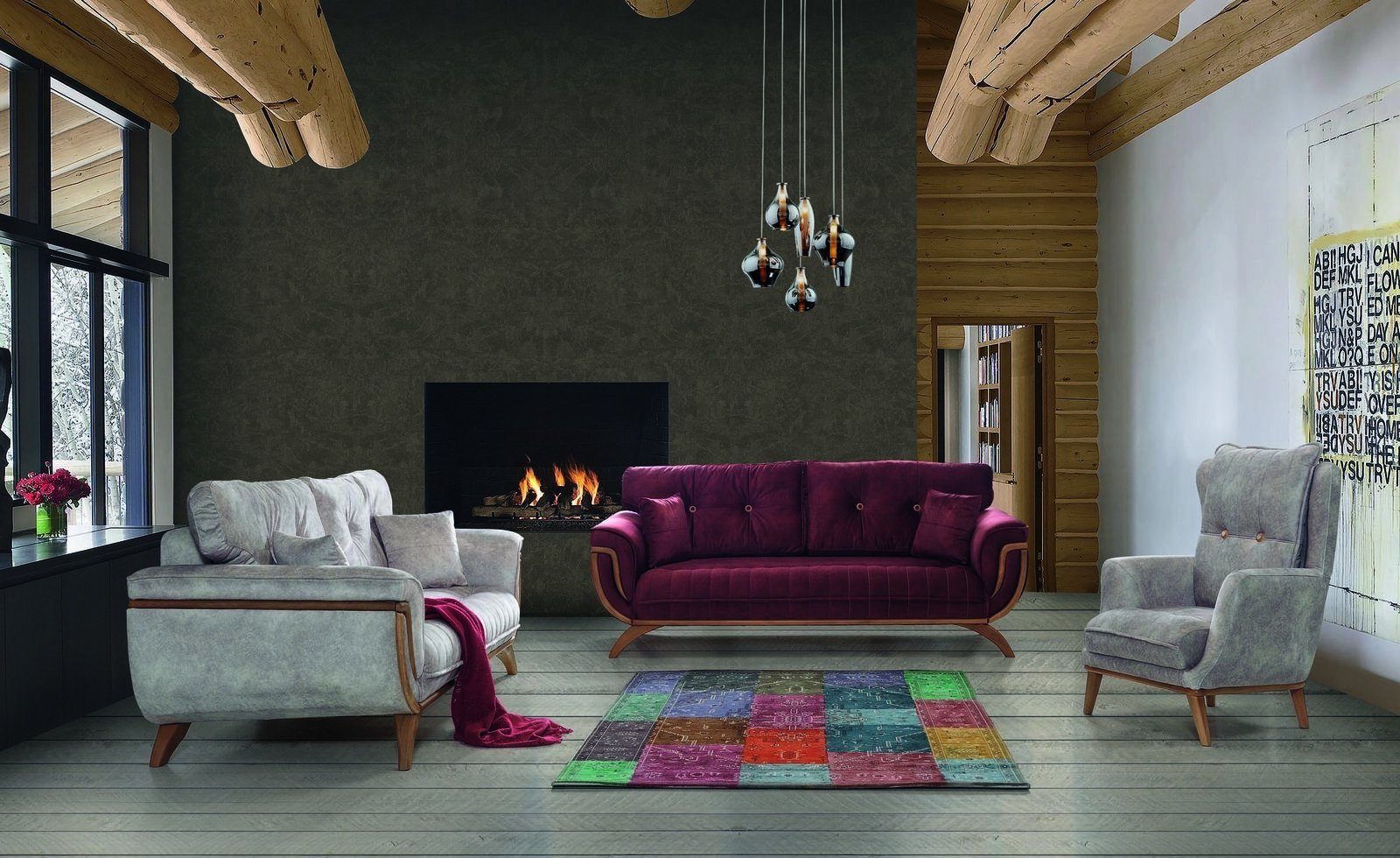 JVmoebel Möbel in mit Verstellbare Sofa Europe 226cm, Tisch 3-Sitzer Schlaf Big Tiefe Made Couch