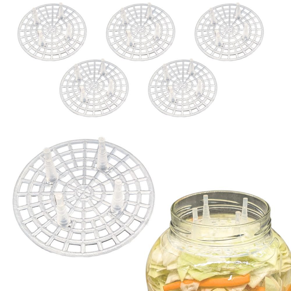 mikken Fermentationsdeckel Fermentiergitter Eintauchgitter Ø 10,5 cm passend für TO100 Gläser, (Spar-Set, 6-tlg), PVC-frei, Ø 10 cm, Öffnung 90-94 mm