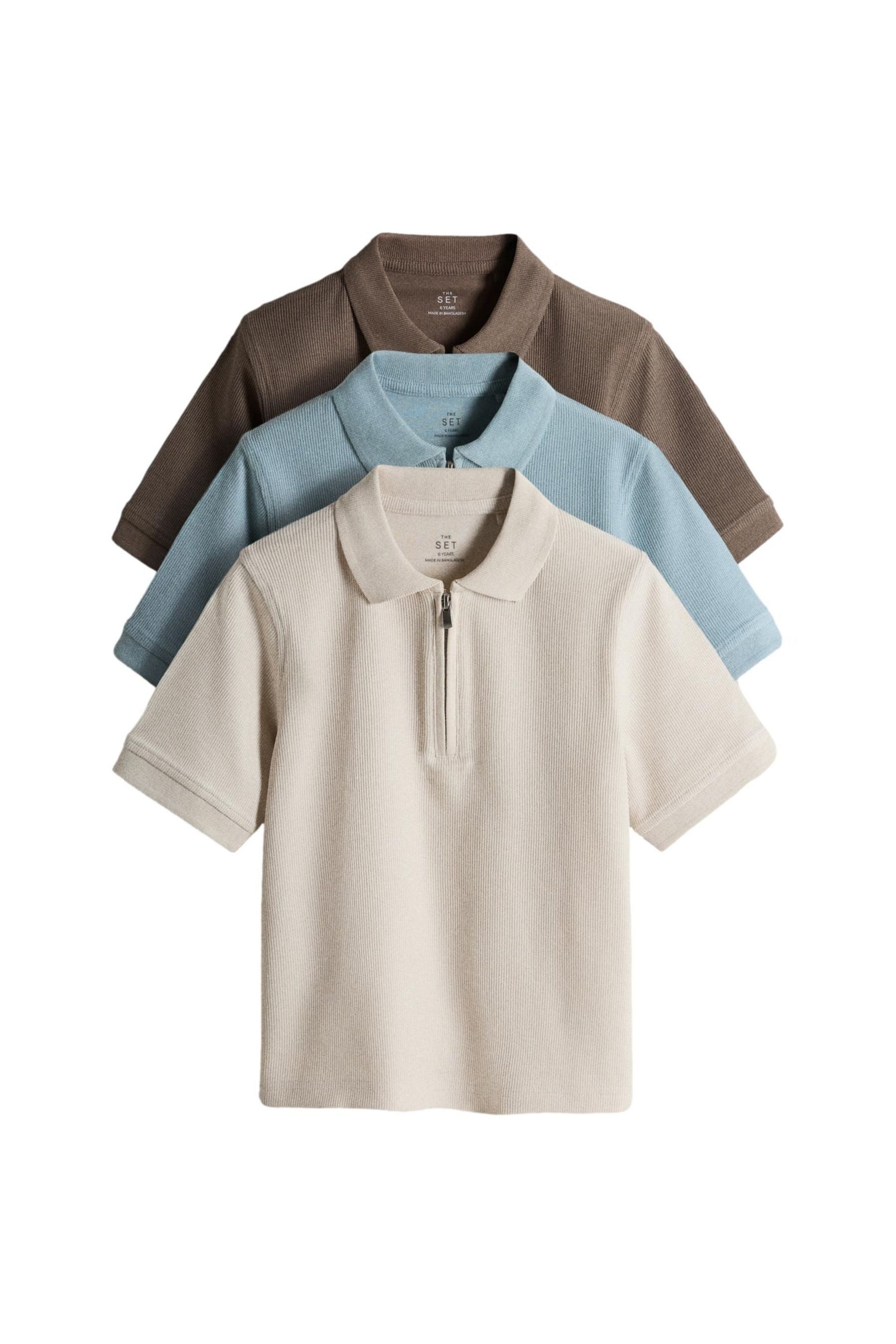 Poloshirt The Set Kurzarm-Poloshirts RV-Ausschnitt, 3er-Pack