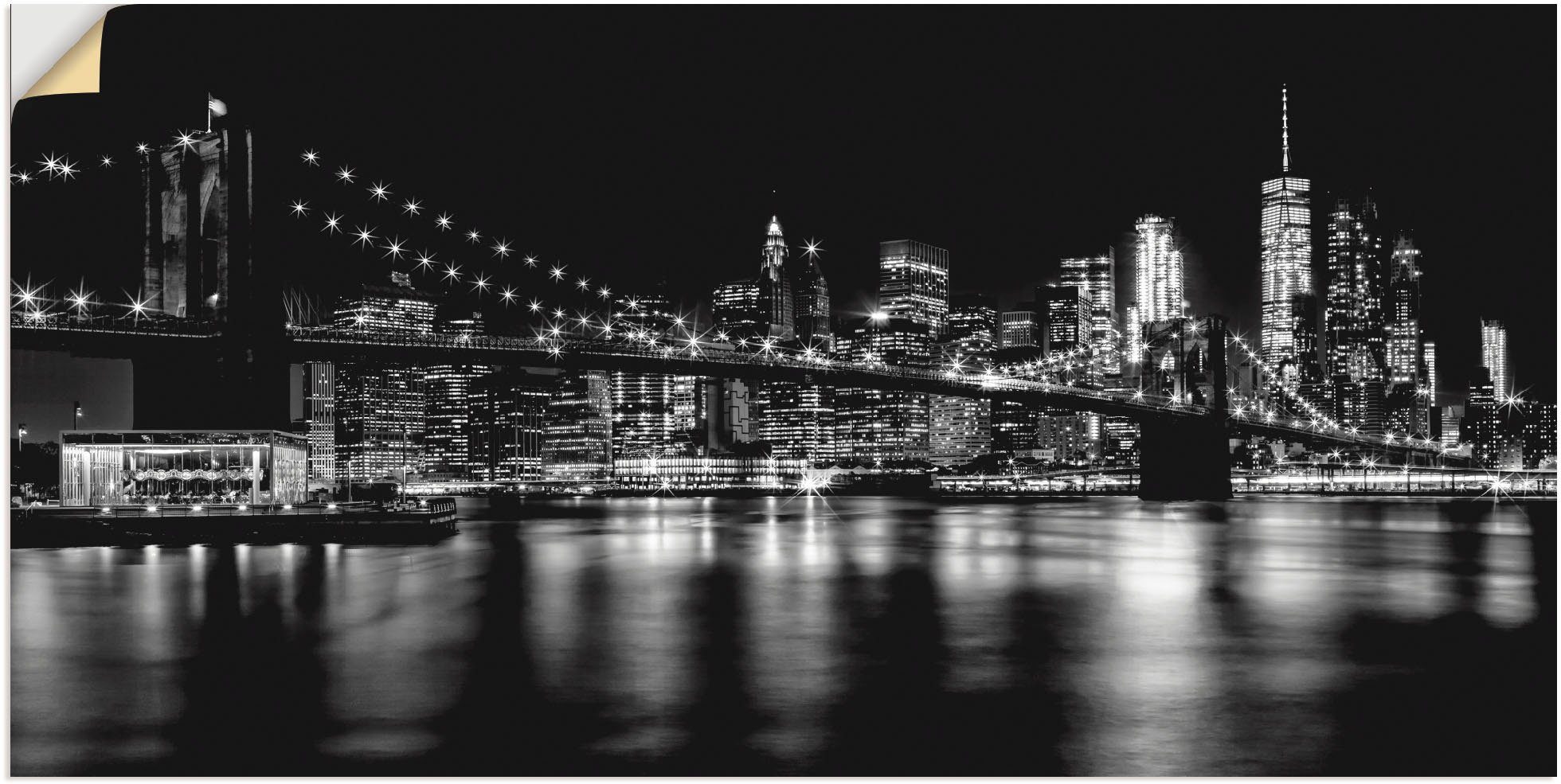 Leinwandbild, Wandbild versch. (1 Manhattan Skyline Artland Größen St), Poster oder Bridge, & in Alubild, Wandaufkleber als Amerika Brroklyn