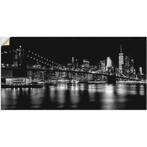 Artland Wandbild Manhattan Skyline & Brroklyn Bridge, Amerika (1 St), als Alubild, Outdoorbild, Wandaufkleber in verschied. Größen