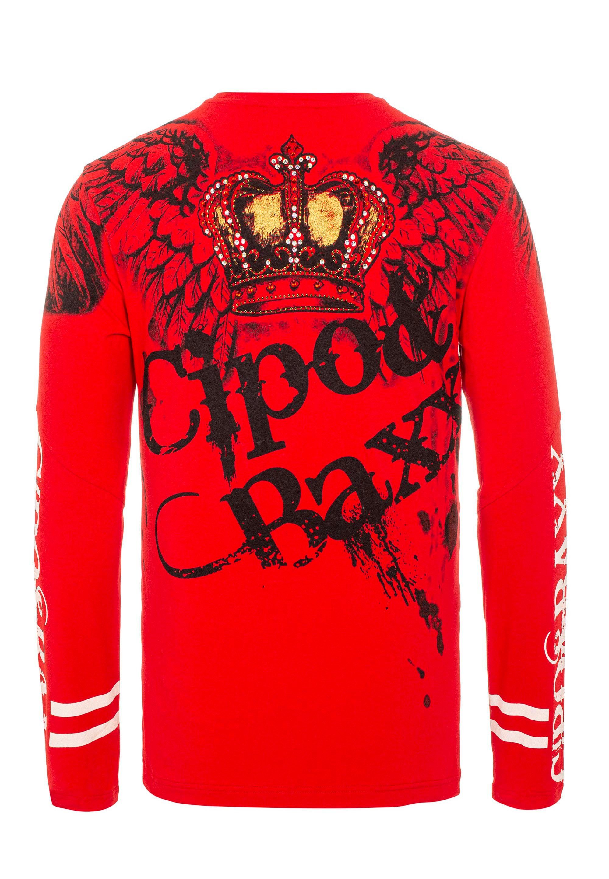 Cipo & rot mit Baxx Print großem Langarmshirt