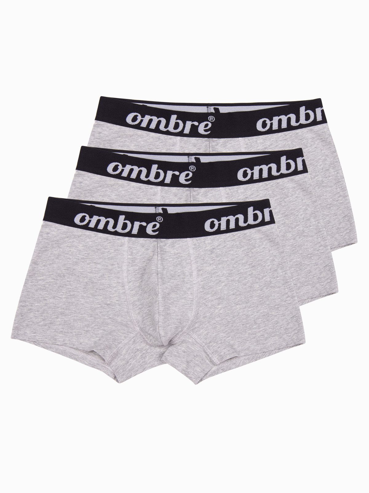 OMBRE Boxer Herren Boxer mit elastischem Bund Slim Fit Grau XXL (kein Set, 1-St., 3er-Pack) mit Logo auf dem Taillenbund